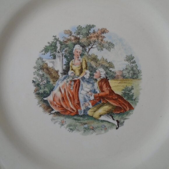 1950s Homer Laughlin Virginia Rose Colonial Couple Dessert Pie Plate 7 inch 3558 - Picture 2 of 6